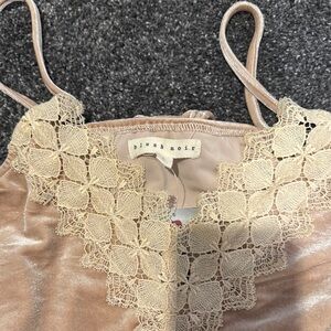 Tan Lace Trim Bodysuit